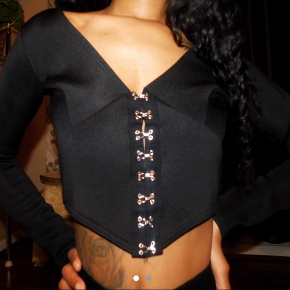 Black hook and eye corset top